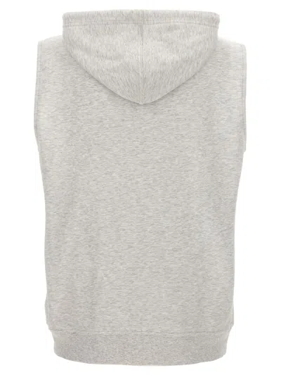 Brunello Cucinelli Sleeveless Cotton Hoodie In Grey