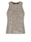 Brunello Cucinelli Sleeveless Sequin Embellished Top In Neutrals