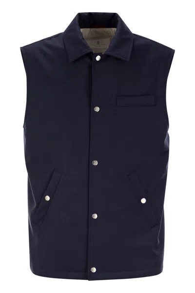 Brunello Cucinelli Sleeveless Designer Vest In Virgin Wool In Navy
