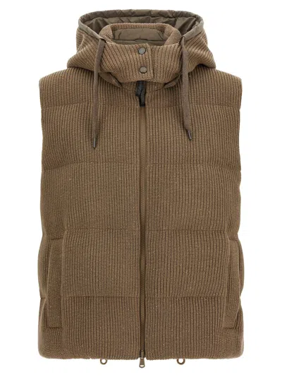Brunello Cucinelli Sleeveless Down Jacket Puffer Jackets Brown