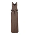 Brunello Cucinelli Satin Maxi Dress In Brown