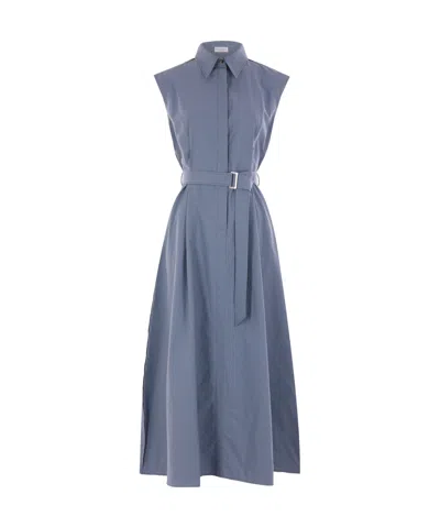 Brunello Cucinelli Sleeveless Dress In Avio Blue