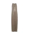 Brunello Cucinelli Sequinned Silk Column Maxi Dress In Beige