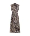 Brunello Cucinelli Leaf-print Sleeveless Cotton Dress In Black