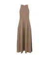 Brunello Cucinelli Sleeveless Twill Maxi Dress In Brown