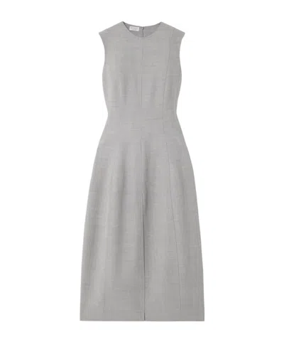 Brunello Cucinelli Paneled Wool Midi Dress In Gray