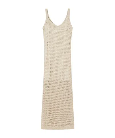 Brunello Cucinelli Sequined Crocheted Maxi Dress In Neutral