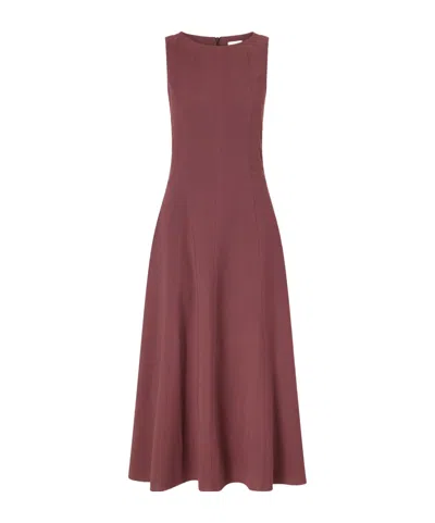 Brunello Cucinelli Paneled Wool-blend Midi Dress In Brown