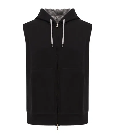 BRUNELLO CUCINELLI BRUNELLO CUCINELLI SLEEVELESS DRAWSTRING HOODIE