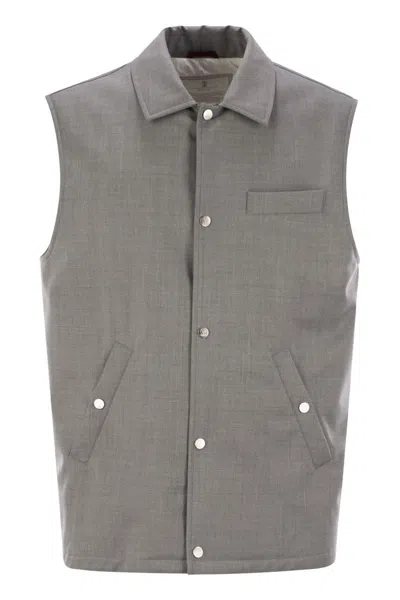 BRUNELLO CUCINELLI BRUNELLO CUCINELLI SLEEVELESS JACKET IN VIRGIN WOOL