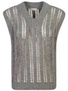 Brunello Cucinelli Wool & Mohair Open Knit Vest In Grey