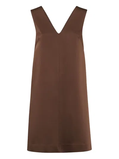 Brunello Cucinelli Sleeveless Mini Dress In Brown