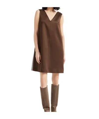 Brunello Cucinelli Sleeveless Mini Dress In Brown