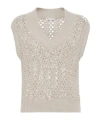 Brunello Cucinelli Sleeveless Open-knit Top In Gray