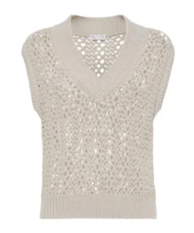 BRUNELLO CUCINELLI SLEEVELESS OPEN-KNIT TOP