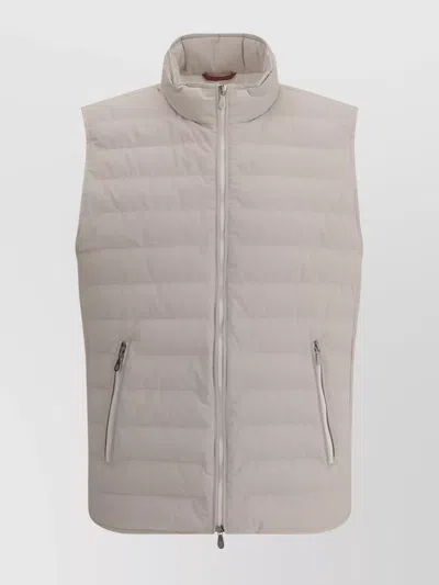 Brunello Cucinelli Sleeveless Padded Jacket High Collar In Gray