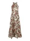 Brunello Cucinelli Multicolor Sleeveless Long Dress With All-over Herbarium Print In Cotton Woman In Multicolor