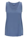 Brunello Cucinelli Lightweight Sleeveless Round Neck Satin Top In Blue