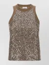 Brunello Cucinelli Sleeveless Cotton Top With Sequins Accents