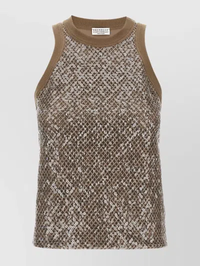 BRUNELLO CUCINELLI SLEEVELESS SEQUIN EMBELLISHED TOP