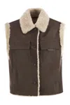 Brunello Cucinelli Sleeveless Shearling Outerwear In Brown
