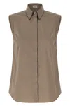 Brunello Cucinelli Sleeveless Shirt Shirt And Blouse Brown In Brown