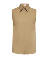 Brunello Cucinelli Green Shiny Trim Poplin Shirt In Nude