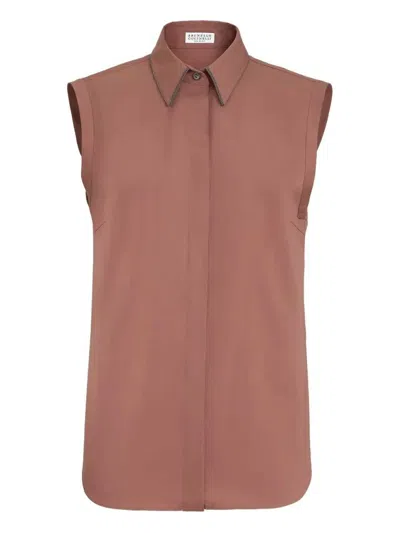 Brunello Cucinelli Sleeveless Shirt In Red