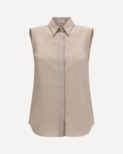 Brunello Cucinelli Sleeveless Shirt In Pink