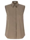 Brunello Cucinelli Sleeveless Shirt Shirt And Blouse Brown