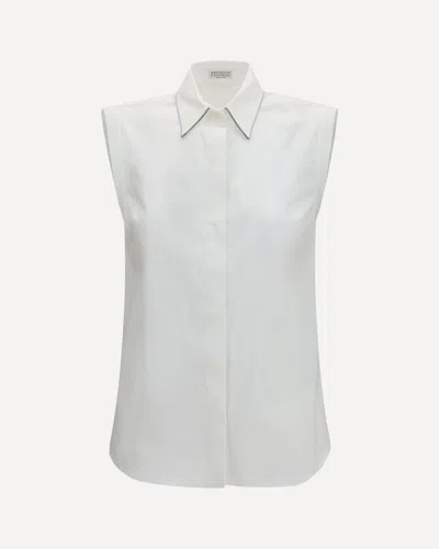Brunello Cucinelli Sleeveless Shirt In White