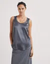 Brunello Cucinelli Sleeveless Silk Top In Gray