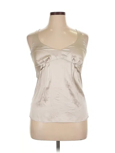 Pre-owned Brunello Cucinelli Sleeveless Silk Top Tan Solid Pattern Sweetheart Neckline Tops In Brown