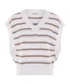 Brunello Cucinelli Sequin Embellished Linen Crewneck Knitwear In White