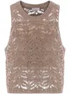 Brunello Cucinelli Sleeveless Knitted Vest In Brown