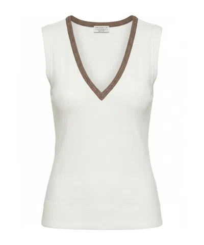 Brunello Cucinelli Sleeveless Top In White