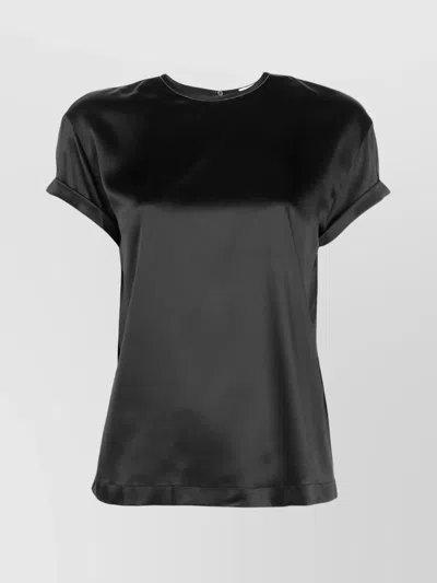 Brunello Cucinelli Sleeveless Top With Relaxed Fit And Satin In Black