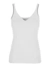 Brunello Cucinelli White Sleeveless Top With V Neck And Monil Detail On The Shoulder Straps