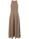 Brunello Cucinelli Sleeveless Twill Maxi Dress In Brown