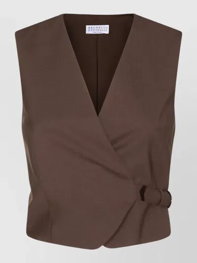 Brunello Cucinelli Sleeveless V-neck Jacket Belted Detail