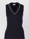 Brunello Cucinelli Sleeveless V-neck Ribbed Texture Tank Top