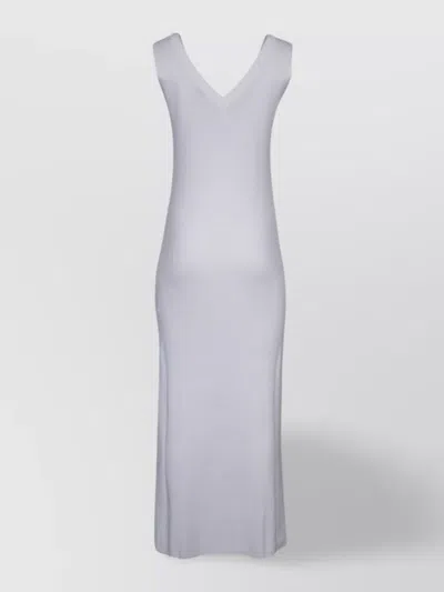 Brunello Cucinelli Sleeveless V-neckline Midi Length Dress In Multi