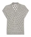 Brunello Cucinelli 3d Diamond Net Grey Silk Vest In Gray