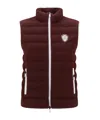 Brunello Cucinelli Bordeaux Sleeveless Down Jacket With Logo Patch On The Front In Purple