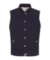Brunello Cucinelli Quilted High Neck Sleeveless Jacket In Blue