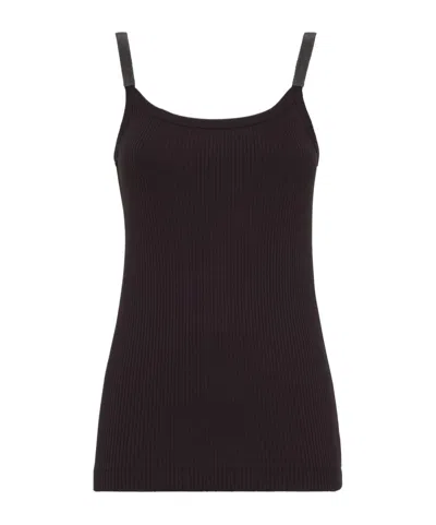 BRUNELLO CUCINELLI BRUNELLO CUCINELLI MONILE-EMBELLISHED RIBBED TOP