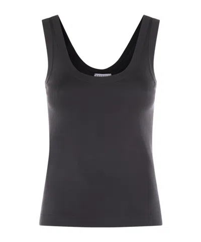 Brunello Cucinelli Ribbed-knit Tank Top In Gray
