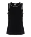Brunello Cucinelli Monile Sleeveless Crew Neck Tank Top In Black