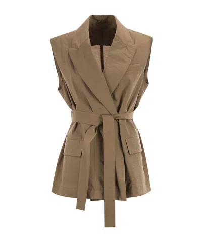 Brunello Cucinelli Sleeveless Vest In Brown