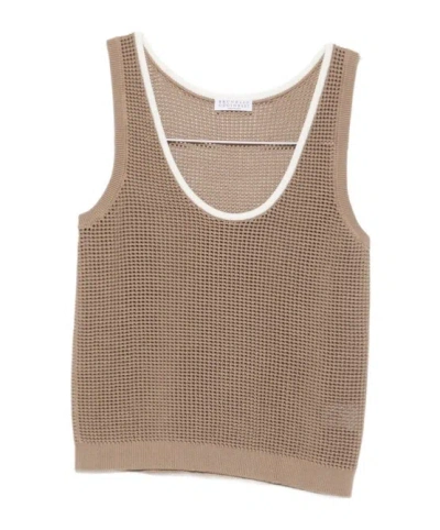 Brunello Cucinelli Sleeveless Vest In Brown